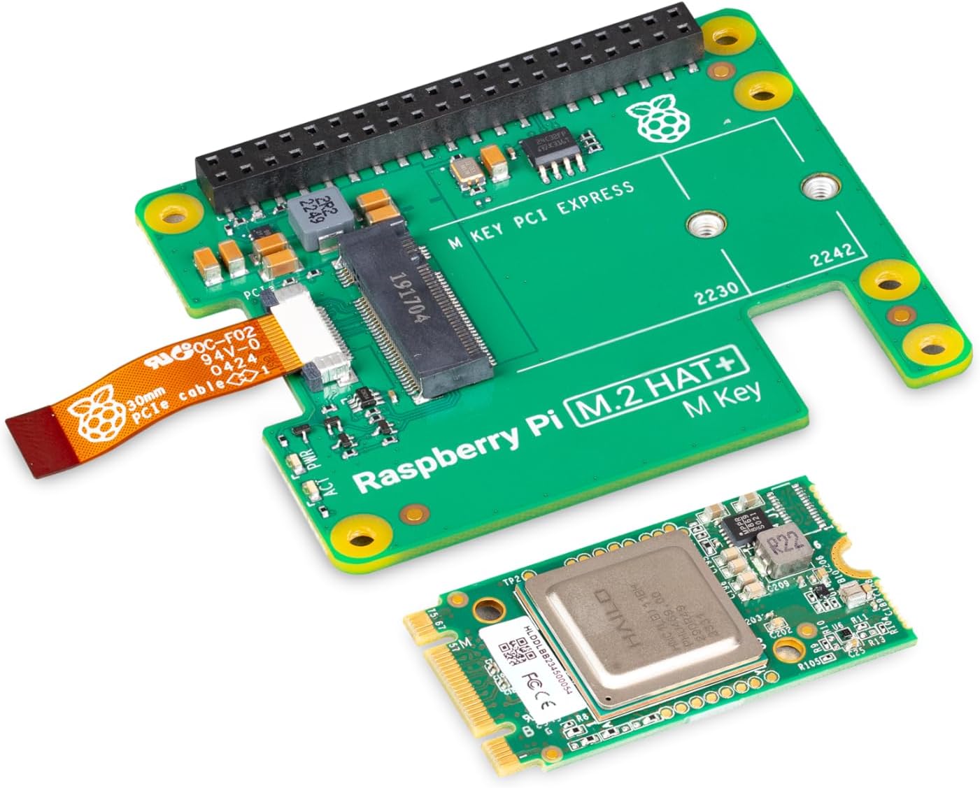 Raspberry Pi AI Kit - AI-Modul + Raspberry Pi M.2 HAT+ für Raspberry Pi 5