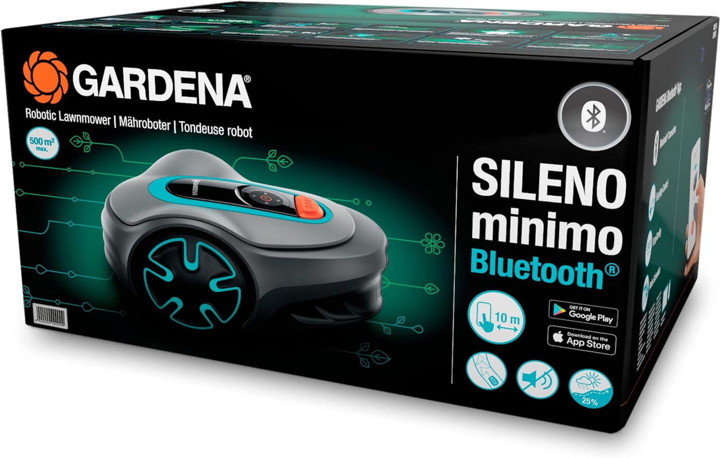 Gardena SILENO minimo Mähroboter 250 m², Bluetooth-App kompatibel, programmierbar, DE-Version (15201-20)