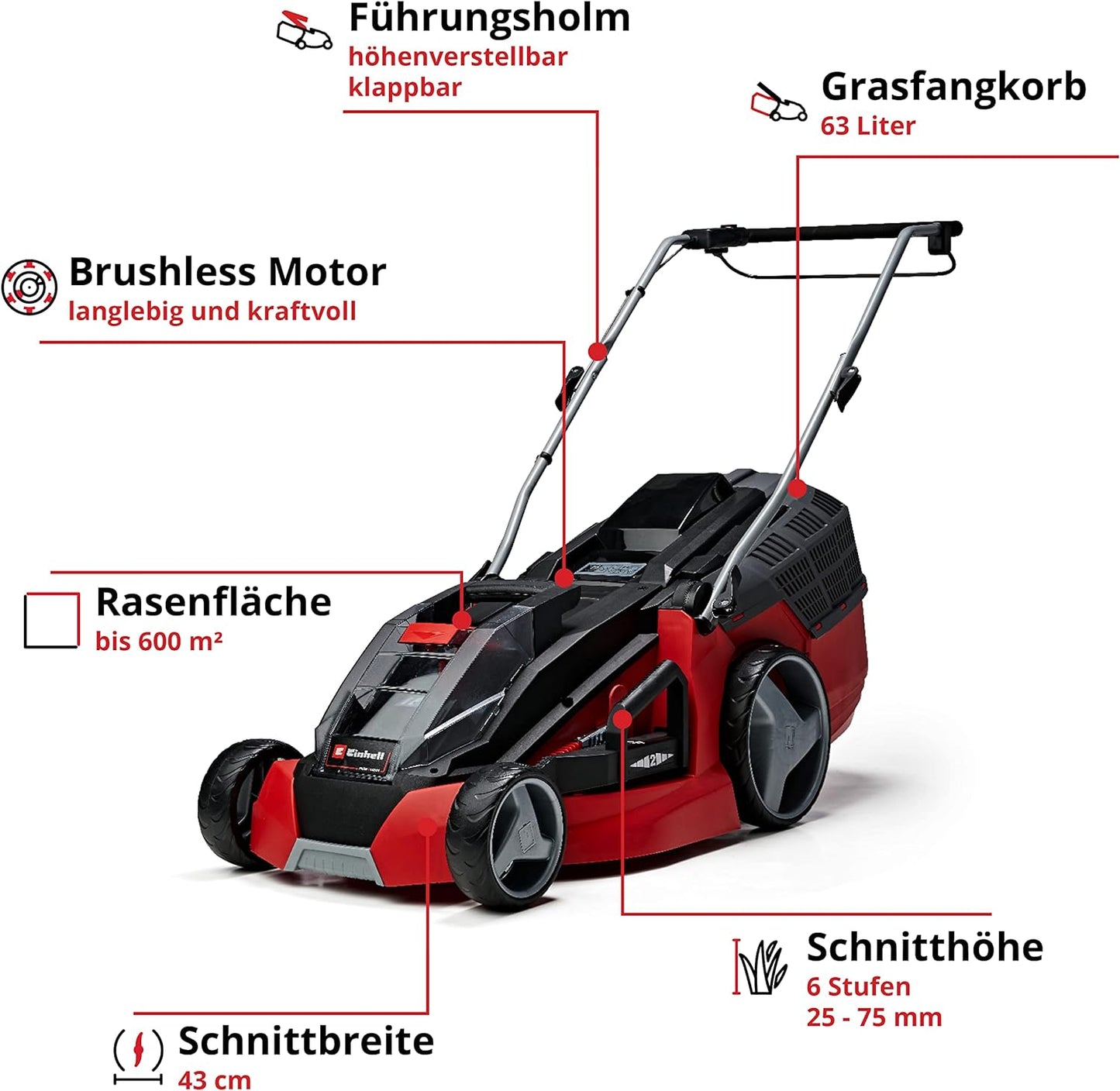 Einhell Mähroboter FREELEXO CAM 500, 18V, 500 m², Kamera statt Begrenzungsdraht, Brushless, 25% Steigung, 18 cm Schnittbreite, inkl. 3.0 Ah