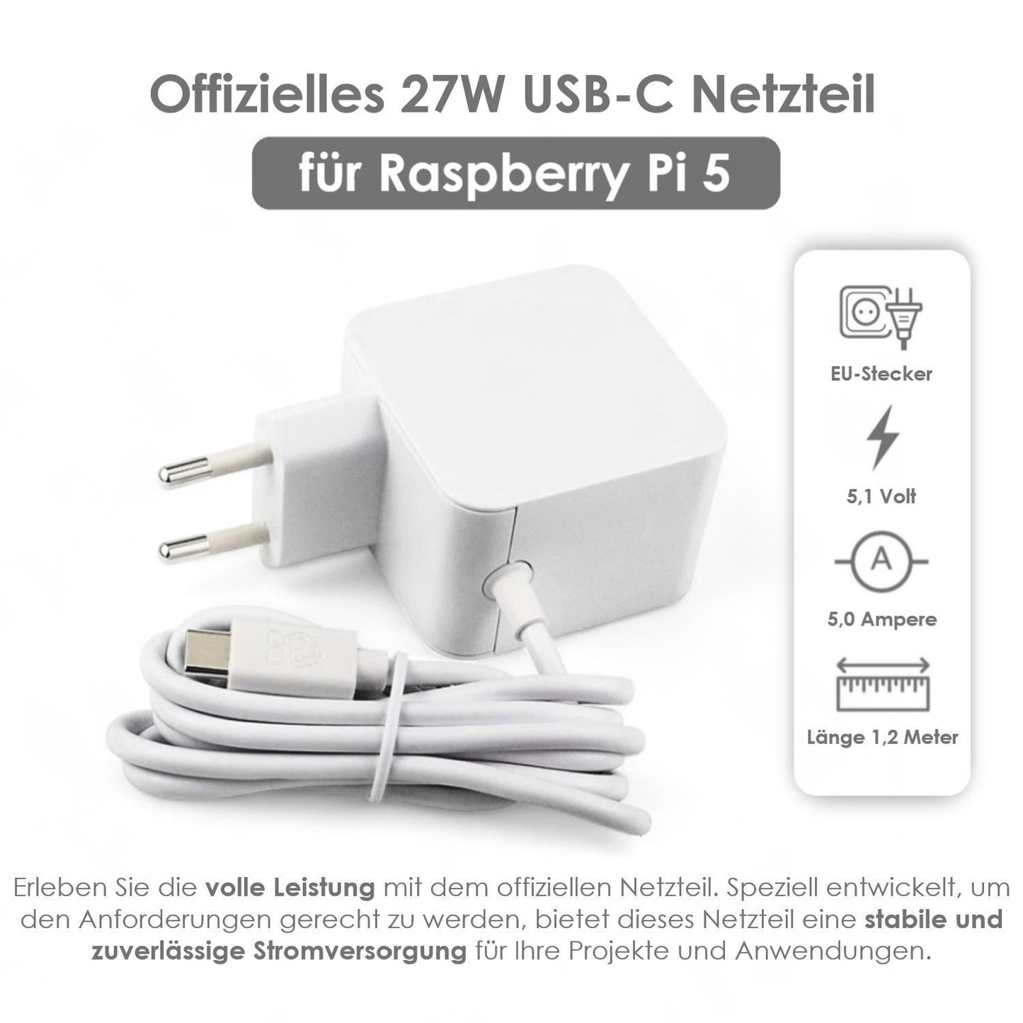 Raspberry Pi 5 Starter-Kit | USB-C 27W Netzteil | Gehäuse mit Lüfter | 64GB SD Karte | 4K HDMI Kabel | Raspberry Pi 5