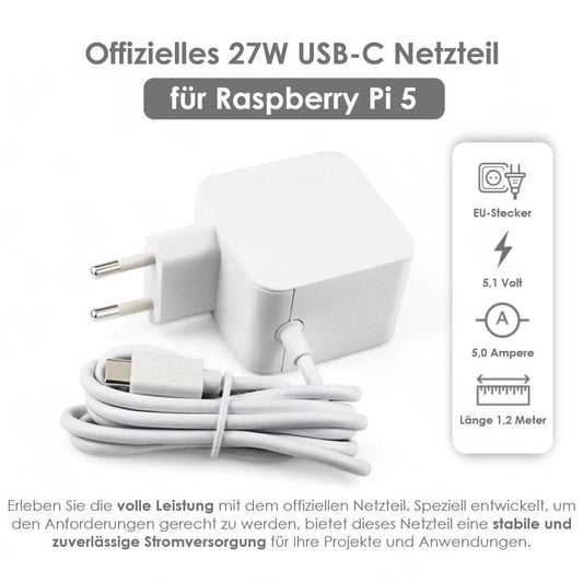 Raspberry Pi 5 27W USB-C-Netzteil weiß EU