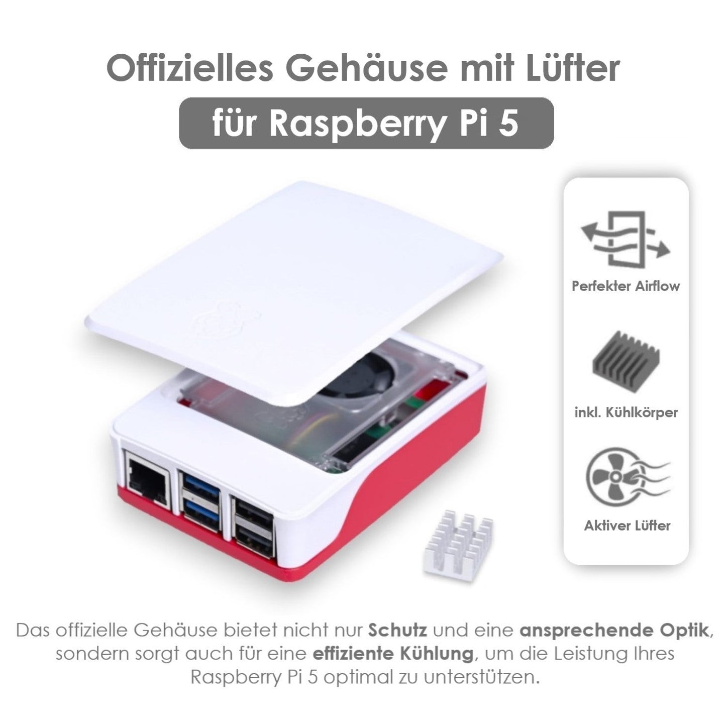 Raspberry Pi 5 Starter-Kit | USB-C 27W Netzteil | Gehäuse mit Lüfter | 64GB SD Karte | 4K HDMI Kabel | Raspberry Pi 5