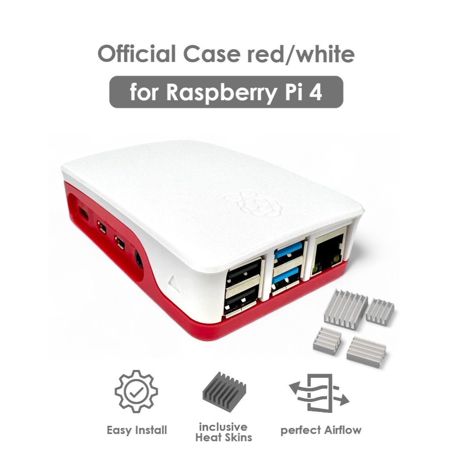 Raspberry Pi 4 Starter-Kit | USB-C Netzteil 15W | Gehäuse | 64GB SD Karte | Micro HDMI Kabel | Kühlkörper