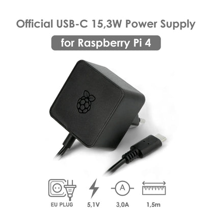 Raspberry Pi 4 Starter-Kit | USB-C Netzteil 15W | Gehäuse | 64GB SD Karte | Micro HDMI Kabel | Kühlkörper